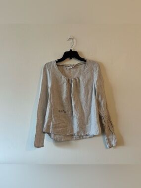 Nygardsanna Lagenlook Oatmeal Beige Linen Blouse Long Sleeve S Top Natural Fiber